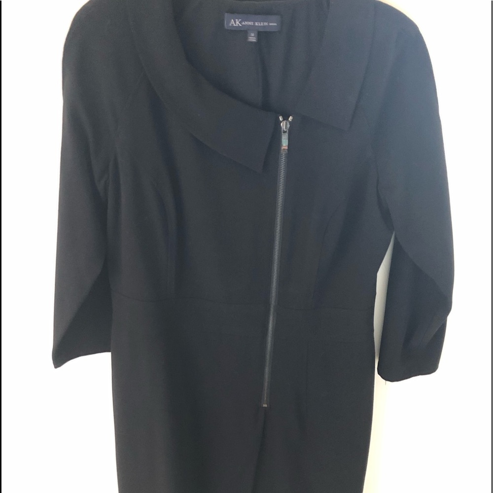 Below knee dress with offset zipper